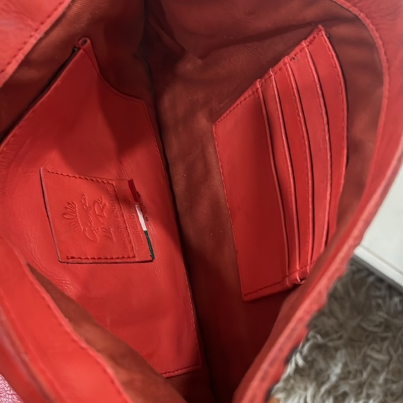 Giorgio Del Re Cognac Italian Leather Foldover Flap Crossbody Shoulder Bag Purse - Picture 9 of 11